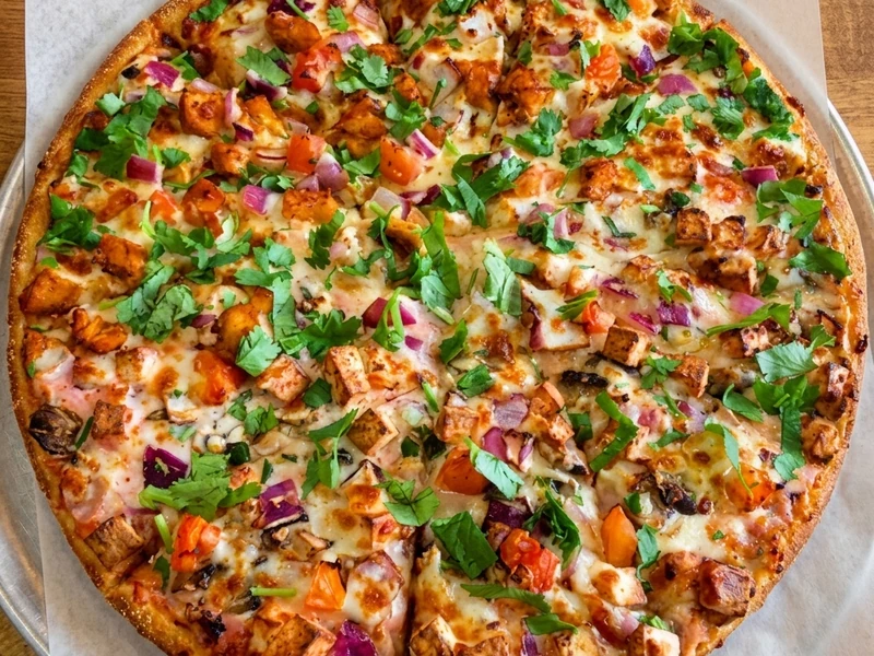 Loaded specialty pizza with extra cheese at New Pizza Factory Edmonton