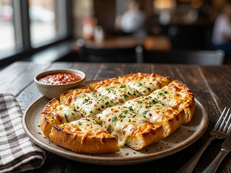 Cheesy garlic bread appetizer at New Pizza Factory southeast Edmonton
